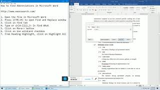 How to find Abbreviations in Microsoft Word [upl. by Teresita]