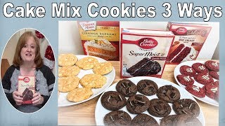 CAKE MIX COOKIES 3 WAYS  Easy Holiday Cookies  Choc Mint Red Velvet Kiss Creamsicle [upl. by Goulette]