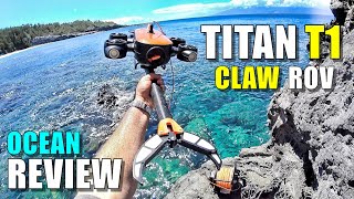 Geneinno Titan T1 Underwater Robot ROV with Remote CLAW ARM  Ocean Dive Review [upl. by Aika]