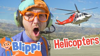 Blippi Explores A Fire Helicopter  Learning Vehicle Videos With Blippi [upl. by Aicelaf]