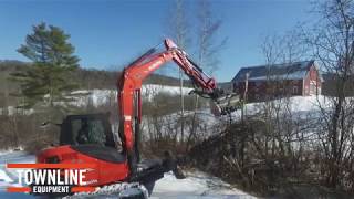 Kubota KX080 Excavator and FAE Forestry Mulcher Clearing Brush [upl. by Haletta]