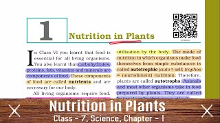 CLASS 7 SCIENCE  CHAPTER 1 NCERT Nutrition in Plants [upl. by Unders]