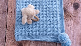 How to Crochet a Baby Blanket for Beginners Super EASY amp QUICK Only 1 row to repeat [upl. by Akemot]