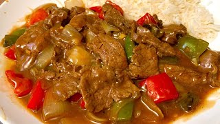 Deliciosa carne de bistec con pimientos  Pepper Steak [upl. by Ecyrb]