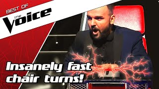 TOP 10  QUICKEST TURNS in the Blind Auditions of The Voice [upl. by Pollak]