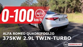 2021 Alfa Romeo Giulia Quadrifoglio 0100kmh amp engine sound [upl. by Mieka]