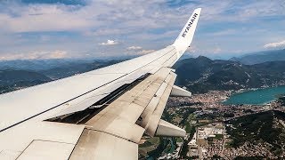 RYANAIR Boeing 737800 TURBULENT APPROACH AND LANDING at Bergamo Airport BGY [upl. by Kanal]