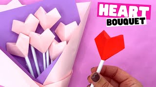 How to make origami HEART BOUQUET Valentines day origami [upl. by Spillar583]