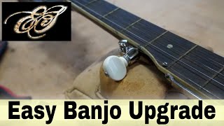 Upgrading a Cheap Banjo by Replacing a Fifth String Friction Peg with a Geared Peg [upl. by Nomaid]