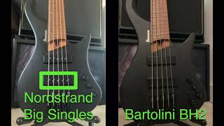 Bartolini BH2 vs Nordstrand Big Singles bass pickup shootout [upl. by Liahkim]