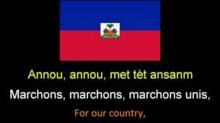 Haitian national anthem instrumental with lyrics first verse [upl. by Ellirehs]