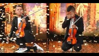 Tyler ButlerFigueroa Violinist audition Golden Buzzer quotStrongerquot Kelly Clarkson Raleigh NC AGT S14 [upl. by Jepum]