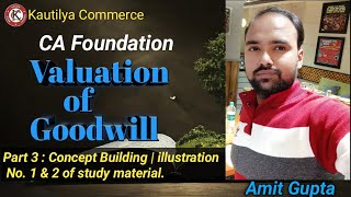 CA Foundation  Partnership  Valuation of Goodwill  Concept Building  illustration 1 amp 2 [upl. by Dilks913]