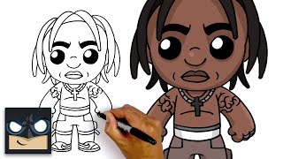 How to Draw Travis Scott  NEW FORTNITE SKIN [upl. by Aical]