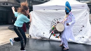 Freestyle Dancing to the Dhol Beat of Ustaad Ravi Kumar Ji  Vancouvers Robson Square [upl. by Chu]