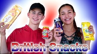 Trying British Snacks MattyBRaps amp Gracie Haschak [upl. by Shuler519]