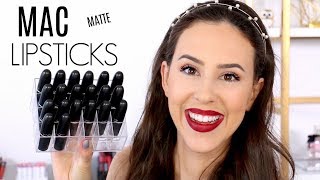 MAC Lipstick Collection  Matte Finish Review  Favorites Swatches amp Wear Test [upl. by Adnohrahs881]