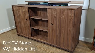 DIY TV Stand W HIDDEN TV LIFT  Nathan Builds [upl. by Akenn]