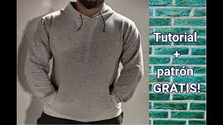 DIY sudadera para hombre tutorial  patrón GRATIS [upl. by Sothena]