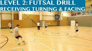 Futsal Training Drill Level 2 Receiving Turning and Facing [upl. by Eelirrem]