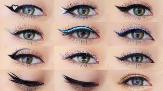 Eyeliner Makeup Tutorial  12 Different Eyeliner Looks [upl. by Nyrmak]