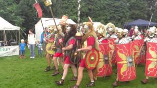 Roman Reenactment at the Amphitheatre in Caerleon Marching In [upl. by Anerual]