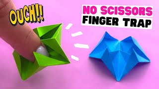 How to make NO SCISSORS origami FINGER TRAP Origami bear trap easy tutorial step by step [upl. by Yenruoc]