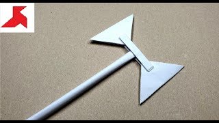 DIY  How to make a Double Headed BATTLE AXE of A4 paper [upl. by Enymsaj]