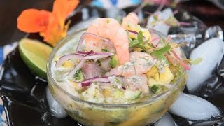 Ceviche de camarón y mango [upl. by Drol]