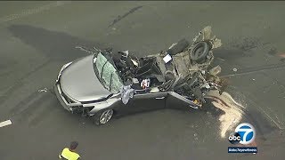 DASHCAM 1 killed 3 hurt in chainreaction crash on 15 Freeway I ABC7 [upl. by Assille898]