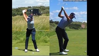 Justin Thomas golf swing  Long Iron faceon amp downtheline July 2017 [upl. by Dittman467]