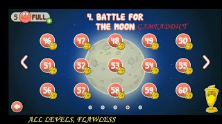 RED BALL 4  BATTLE FOR THE MOON ALL LEVELS FLAWLESS With Timestamps NO DAMAGE [upl. by Carn]