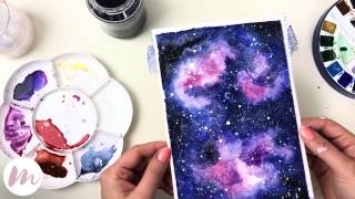 Galaxie malen  MODERNES AQUARELL [upl. by Ellmyer252]