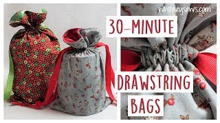 Lined Drawstring Bags  EASY DIY  Whitney Sews [upl. by Mcgee148]