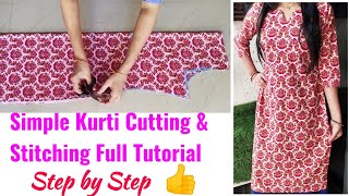 Kurti Cutting and Stitching Step by Step  KurtiSuitkameez Cutting and Stitching Full Tutorial [upl. by Orwin]