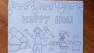 Easy Drawing Of Holi Festival Holi Drawing Very Easy Part 1 PencilHAPPY HOLI [upl. by Ellett]