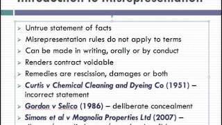 Misrepresentation Lecture 1 of 4 [upl. by Jameson]