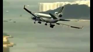 Incredible landing of Alitalia plane at Kai Tak former Hong Kong airport [upl. by Roter]