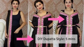 How To Wear Dupatta As Jacket  Easy DIY Using Safety Pins [upl. by Joey]