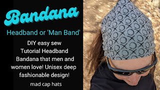 Men love this full head cover unisex headband DIY tutorial Deep headband bandana messy bun band [upl. by Ninnette]