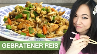 REZEPT gebratener Reis mit Hühnchen  chinesisch kochen [upl. by Ymeraj]