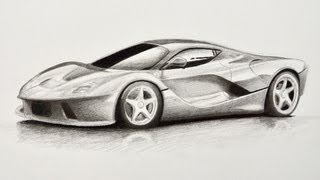 How to Draw a Car Ferrari  Fine ArtTips [upl. by Eanyl]