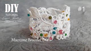 Makramowa bransoletka tutorial 1  Macrame bracelet Tutorial DIY 1  Lacy macrame DIY [upl. by Julianne839]