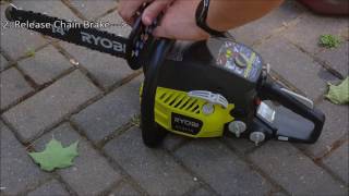 Ryobi 3714 Chain Saw Unboxing Starting [upl. by Luz]