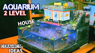 Aquarium Decoration Ideas At Home  Turning Ceramics Into Multistorey Waterfall Aquarium Dioramas [upl. by Dionysus]