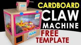 FREE TEMPLATE How To Make Arcade Hook Game  DIY Cardboard Clawlike Machine [upl. by Larry]