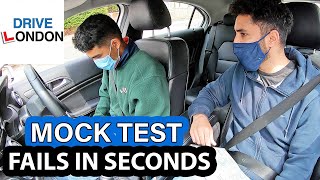 UK Driving test  Learner Driver FAILS TEST IN SECONDS  Mock Test  London 2021 [upl. by Arbuckle]