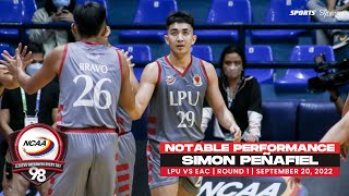 NCAA Season 98  Notable performance Simon Peñafiel LPU vs EAC  Mens Basketball Tournament [upl. by Yelak]