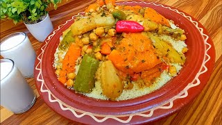 Couscous Recipe with vegetables  One of the most delicious dishes in Moroccan cooking [upl. by Laehcar]