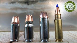 9mm vs 357 Sig vs 10mm vs 57x28mm vs Ballistic Gel [upl. by Nollat53]